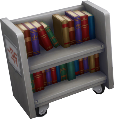 Cart containing books