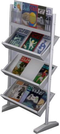 Rack containing magazines